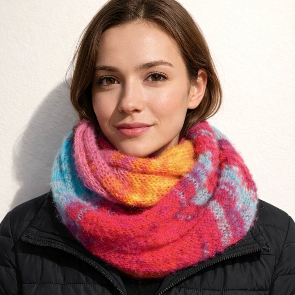 Hand Knitted Mohair blend infinity scarf